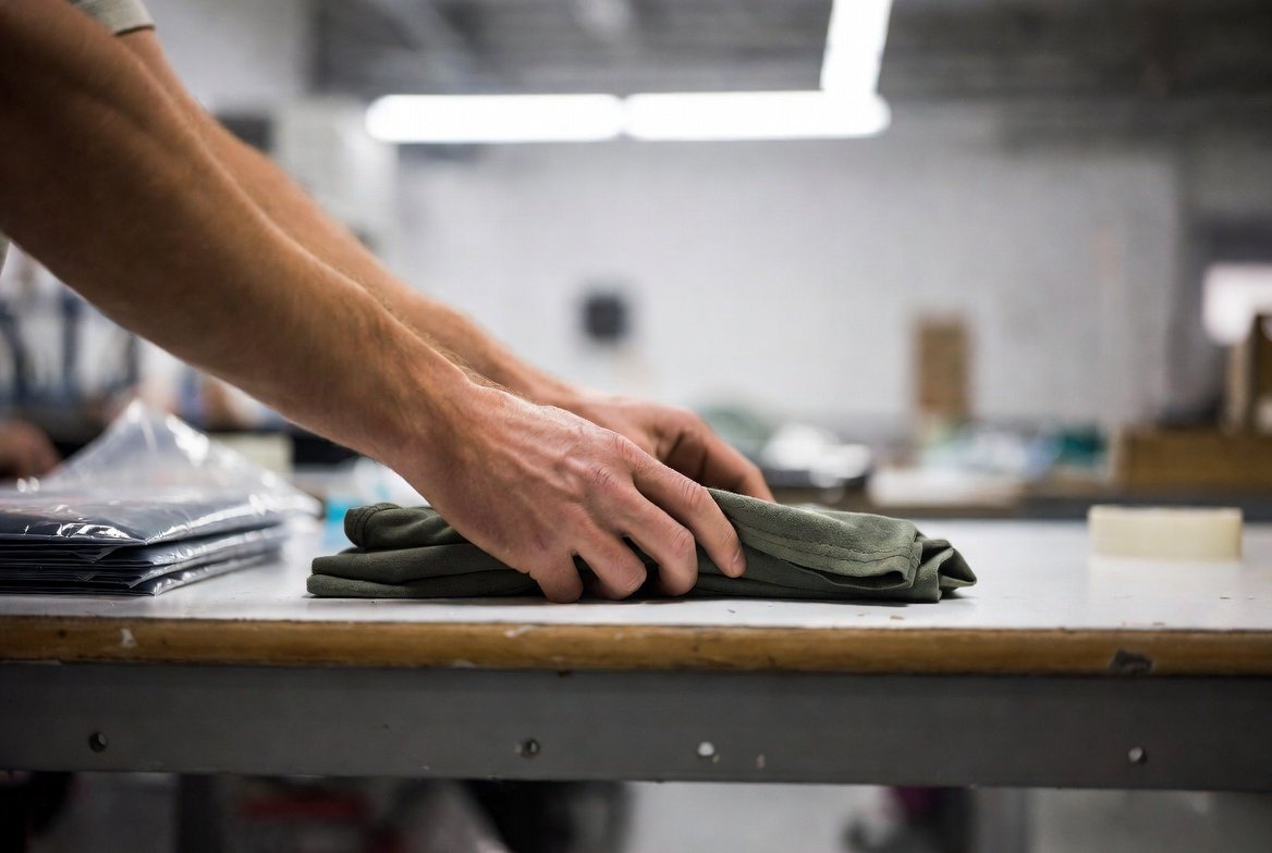 Garment inspection on the packing bench